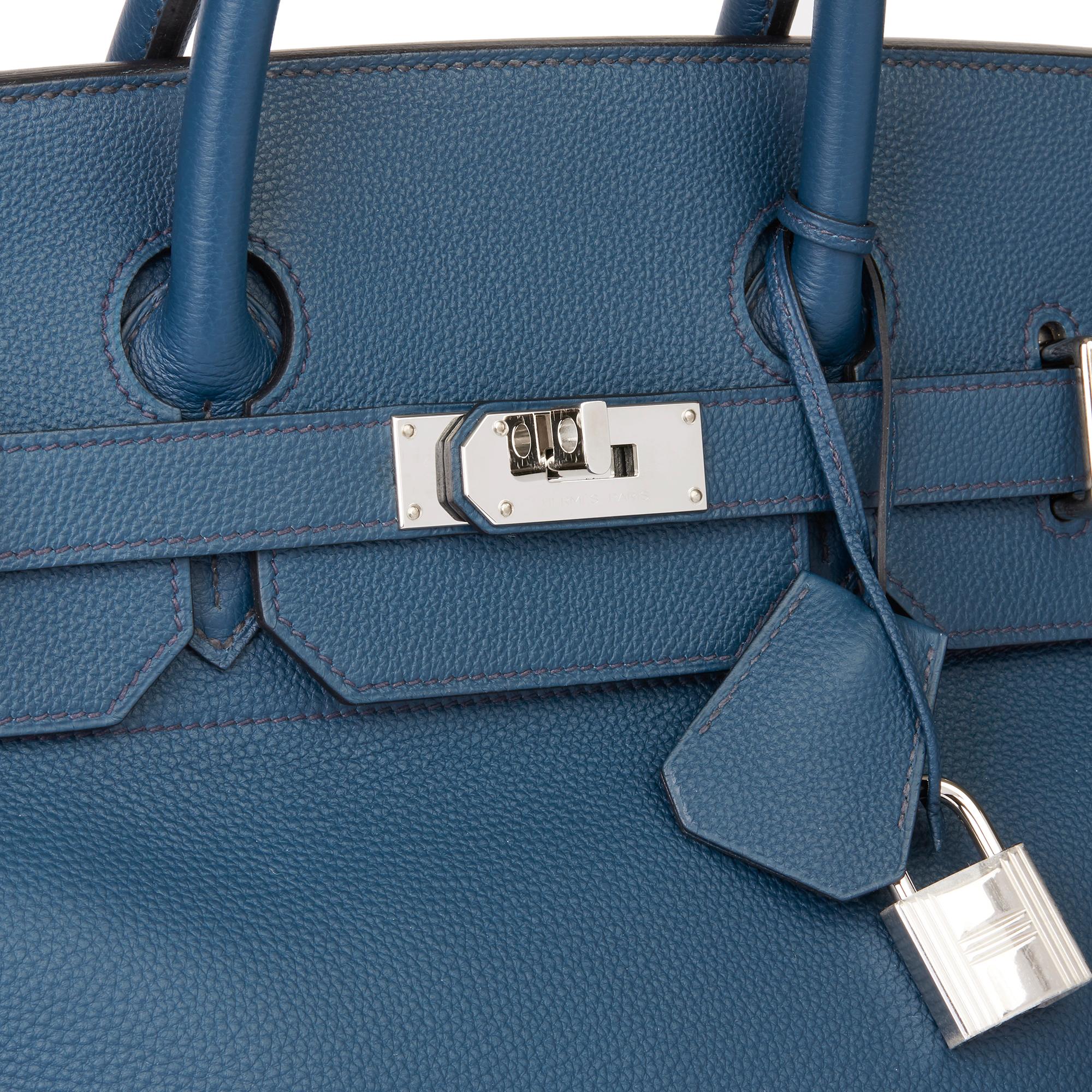 2015 Hermès Bleu de Prusse Togo Leather Birkin 40cm HAC In Excellent Condition In Bishop's Stortford, Hertfordshire