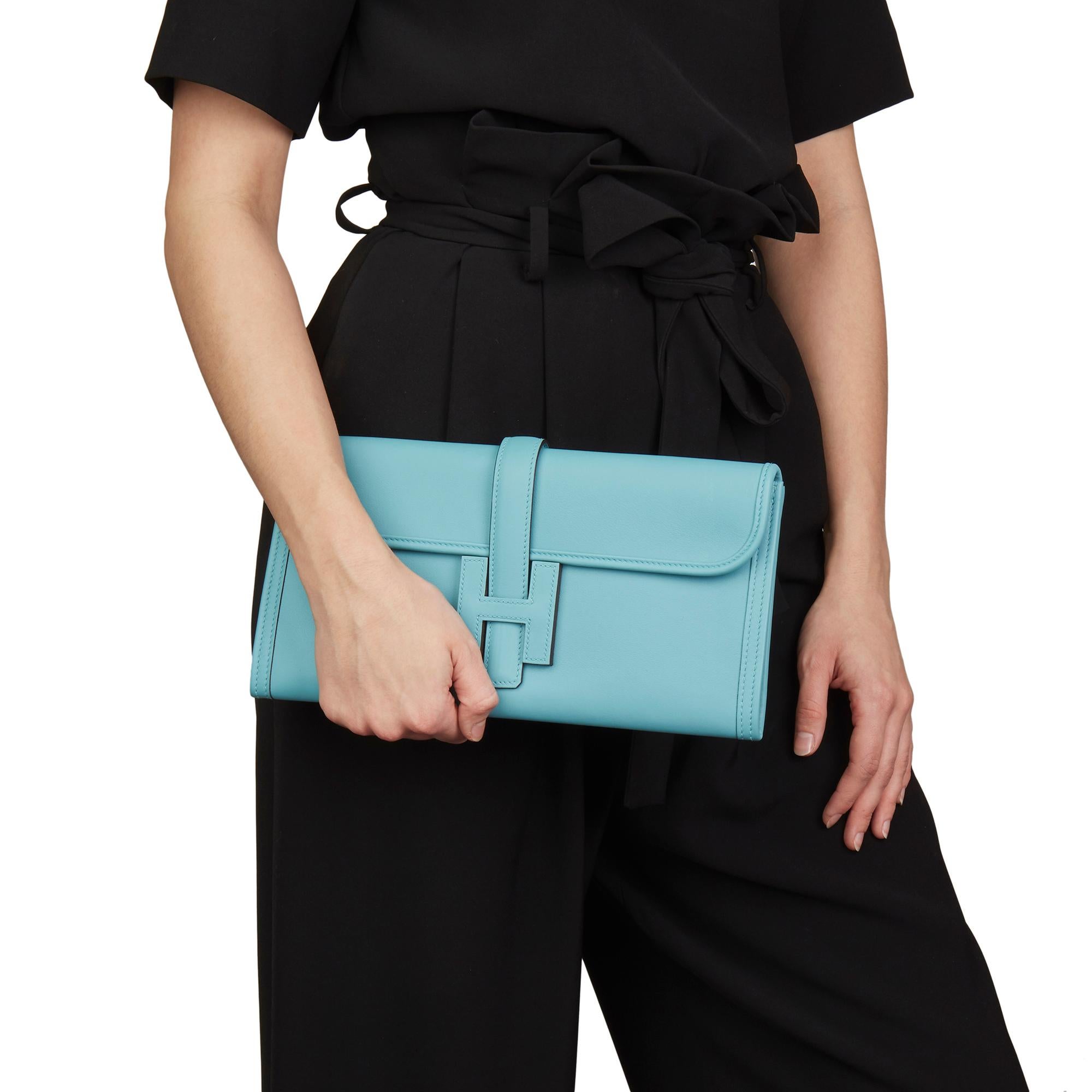 2015 Hermès Blau Celeste Swift Leder Jige Elan 29 5