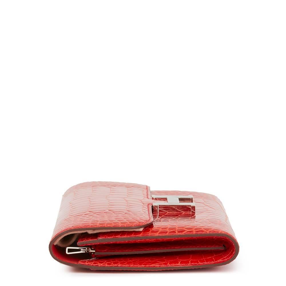 HERMÈS
Geranium Shiny Mississippiensis Alligator Leather Constance Long Wallet 

Reference: HB1829
Serial Number: T
Age (Circa): 2015
Accompanied By: Hermès Dust Bag, Protective Felt
Authenticity Details: Date Stamp (Made in France)
Gender: