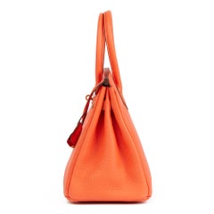 2015 Hermes Orange Poppy Clemence Leather Birkin 30cm