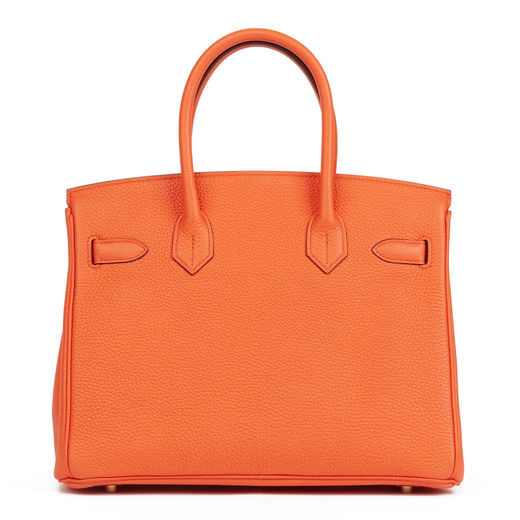 Women's 2015 Hermes Orange Poppy Clemence Leather Birkin 30cm