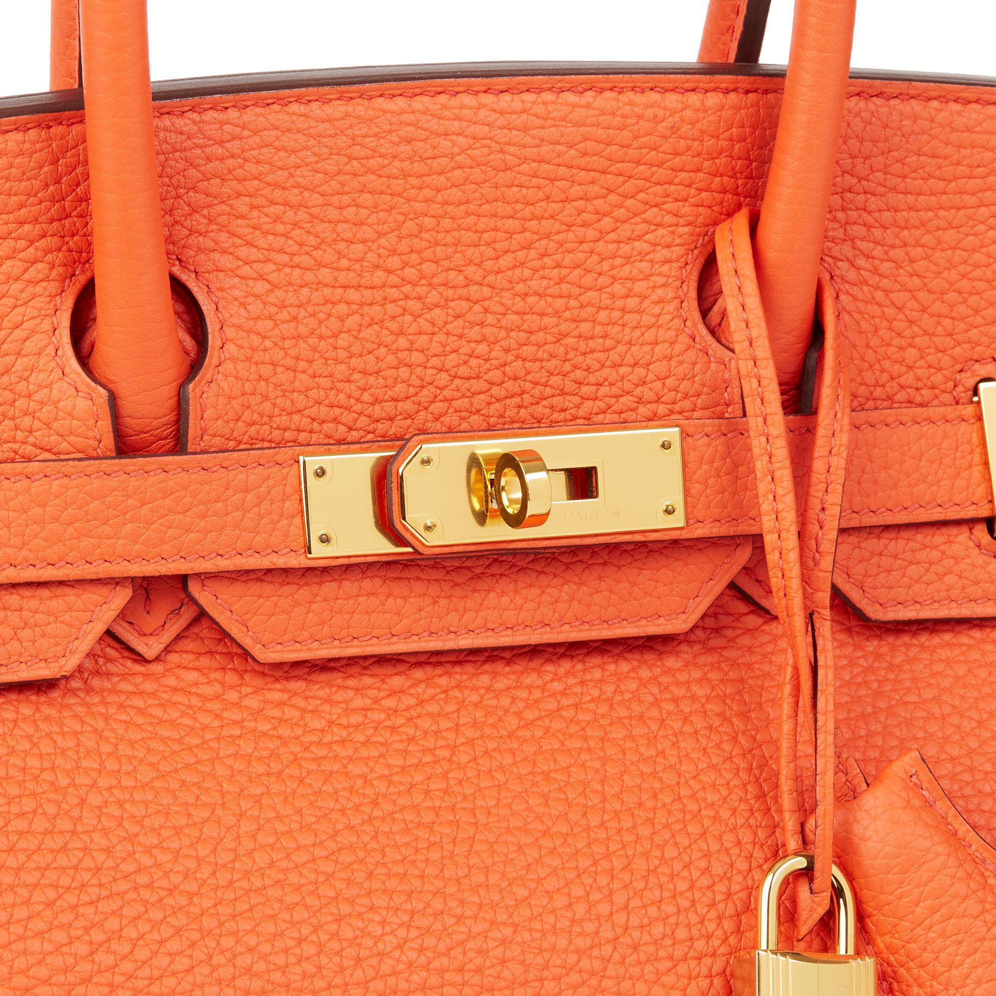 2015 Hermes Orange Poppy Clemence Leather Birkin 30cm 2