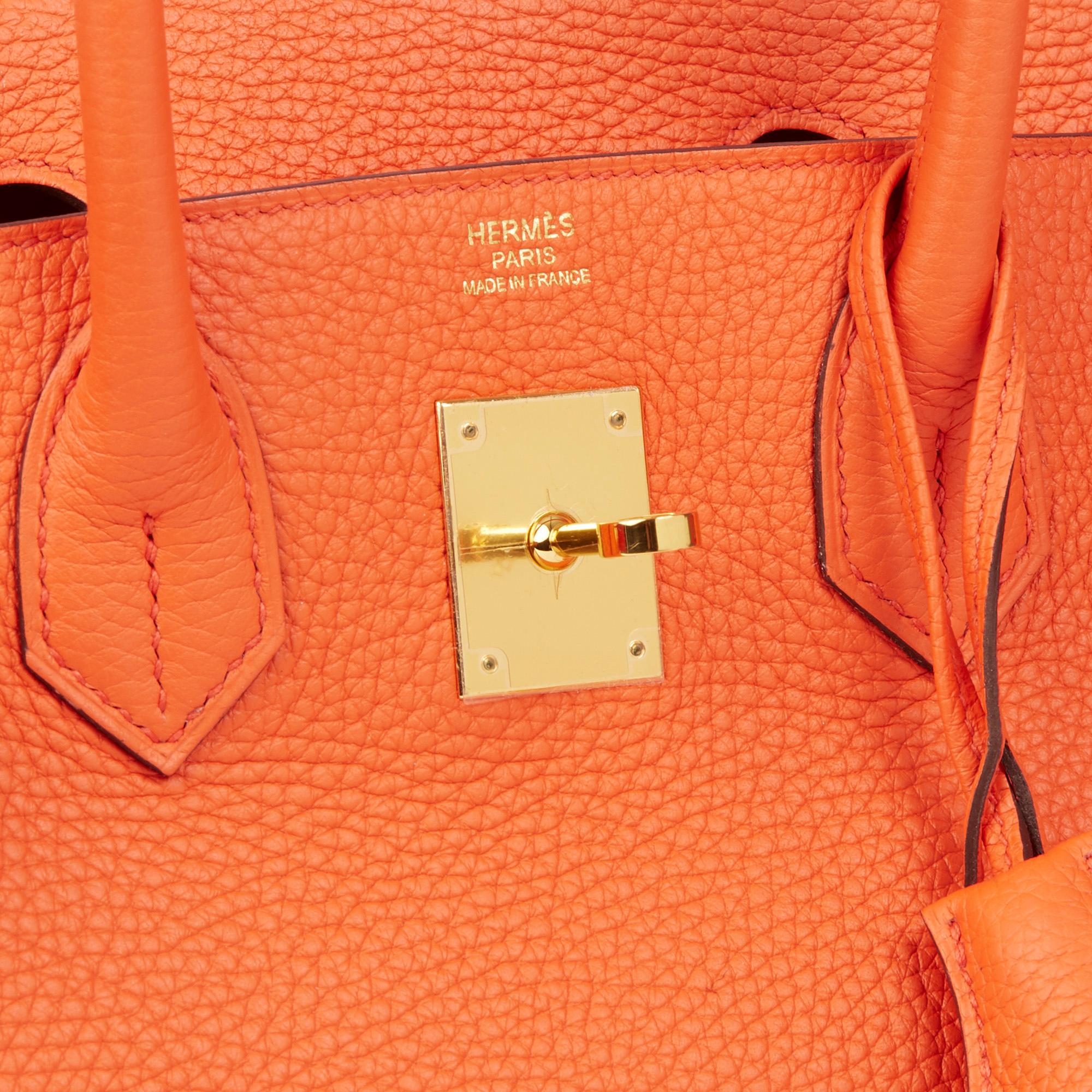 2015 Hermes Orange Poppy Clemence Leather Birkin 30cm 3
