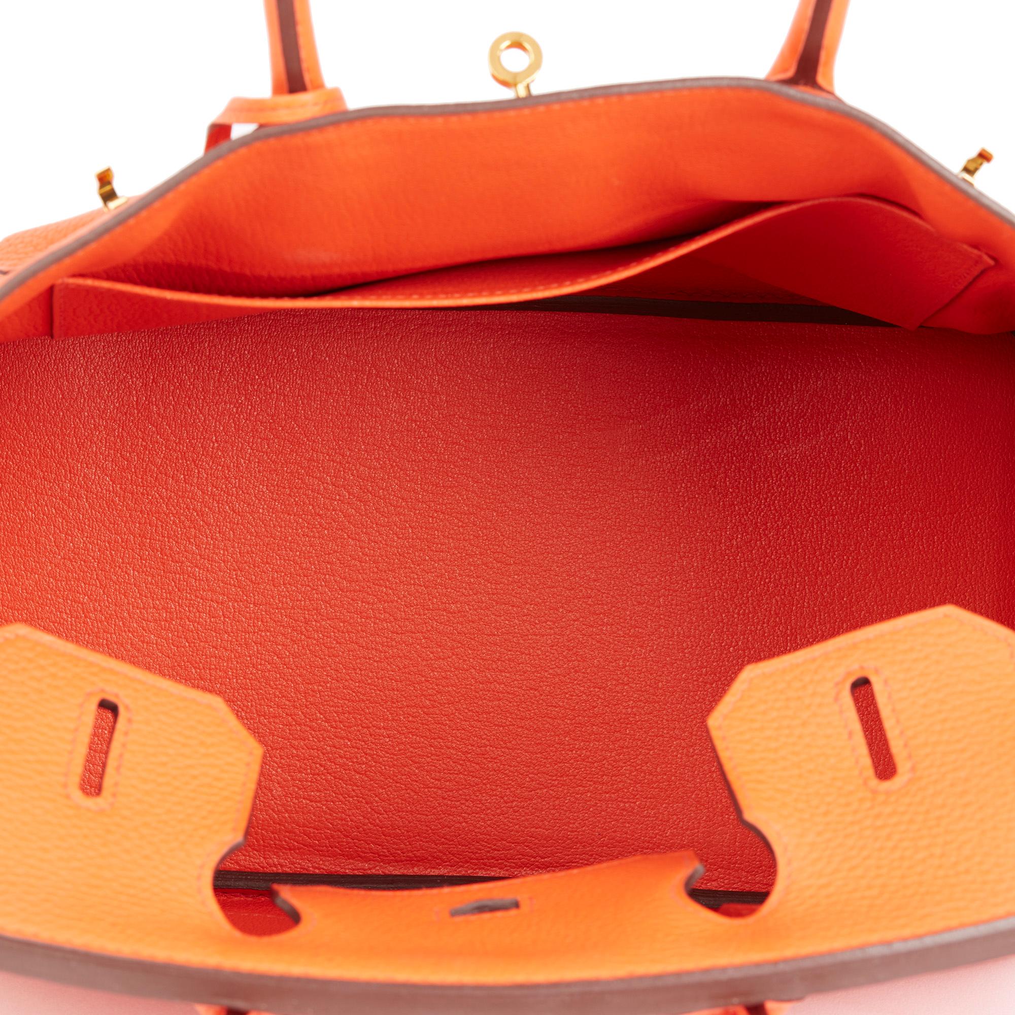 2015 Hermes Orange Poppy Clemence Leather Birkin 30cm 5