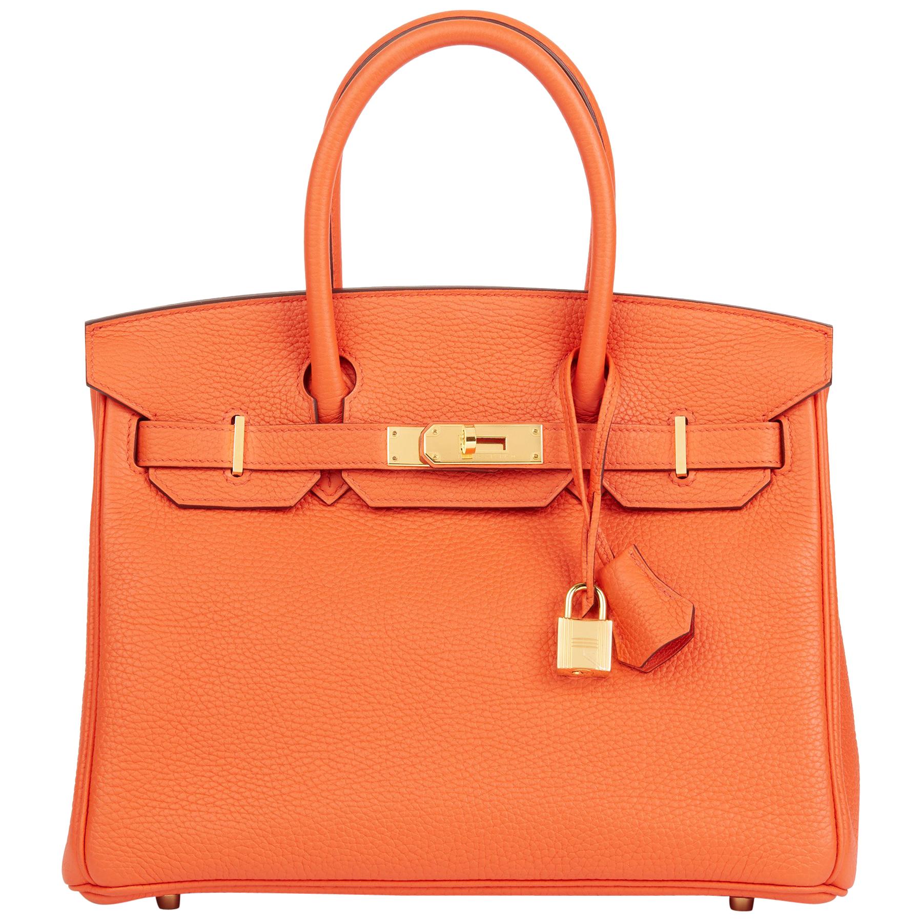 2015 Hermes Orange Poppy Clemence Leather Birkin 30cm
