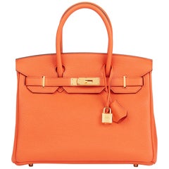 Hermes Orange Poppy Clemence and Swift Leather Virevolte Clutch