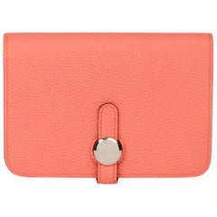 2015 Hermès Rose Azalee Togo Leather Dogon Compact Wallet