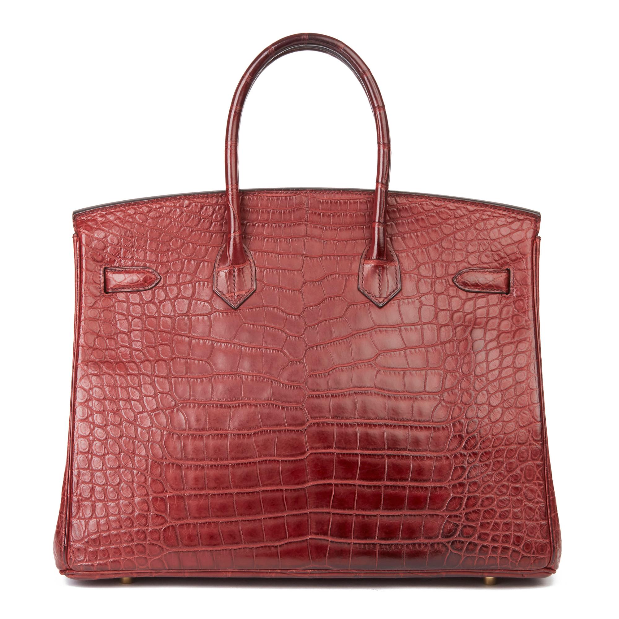 Women's 2015 Hermès Rouge H Matte Mississippiensis Alligator Leather Birkin 35cm
