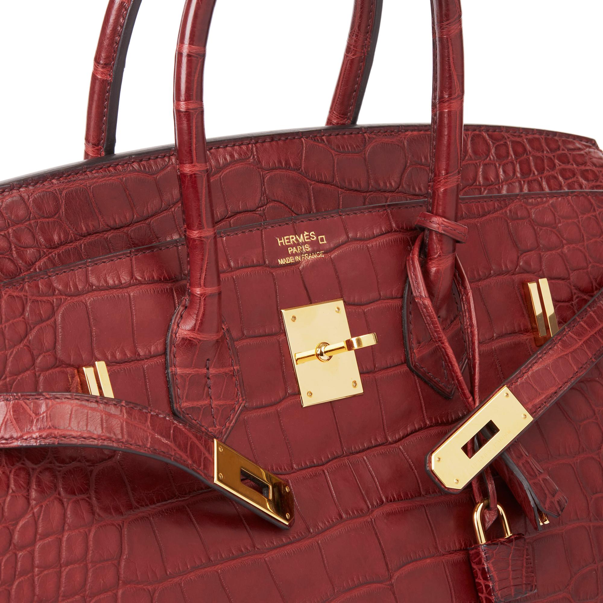 2015 Hermès Rouge H Matte Mississippiensis Alligator Leather Birkin 35cm 3