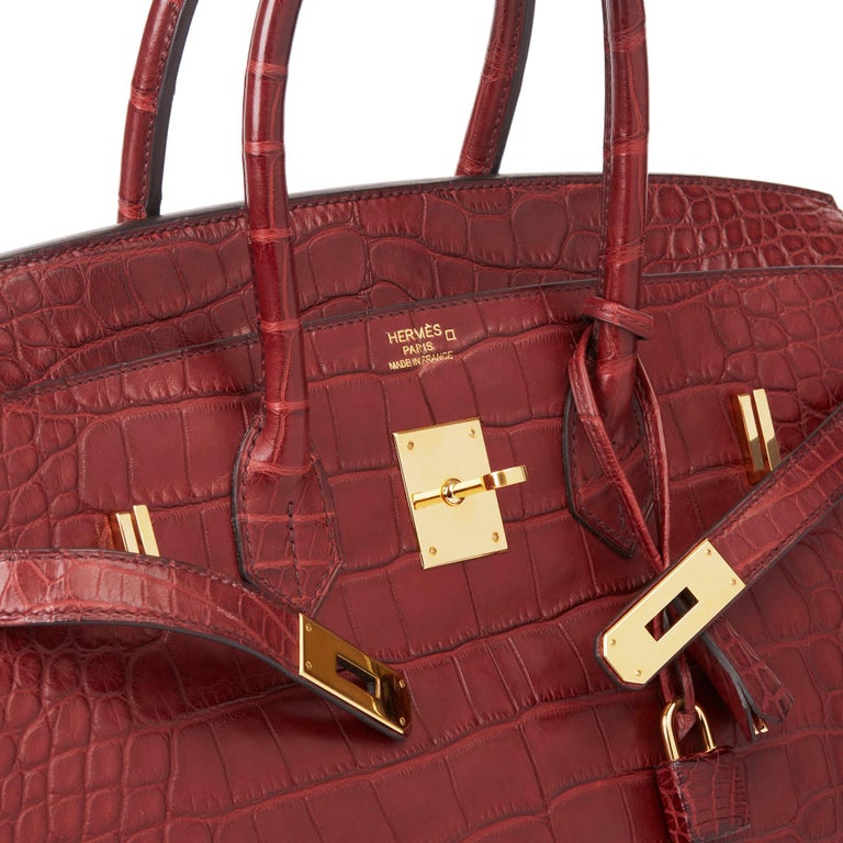 2015 Hermès Rouge H Matte Mississippiensis Alligator Leather Birkin