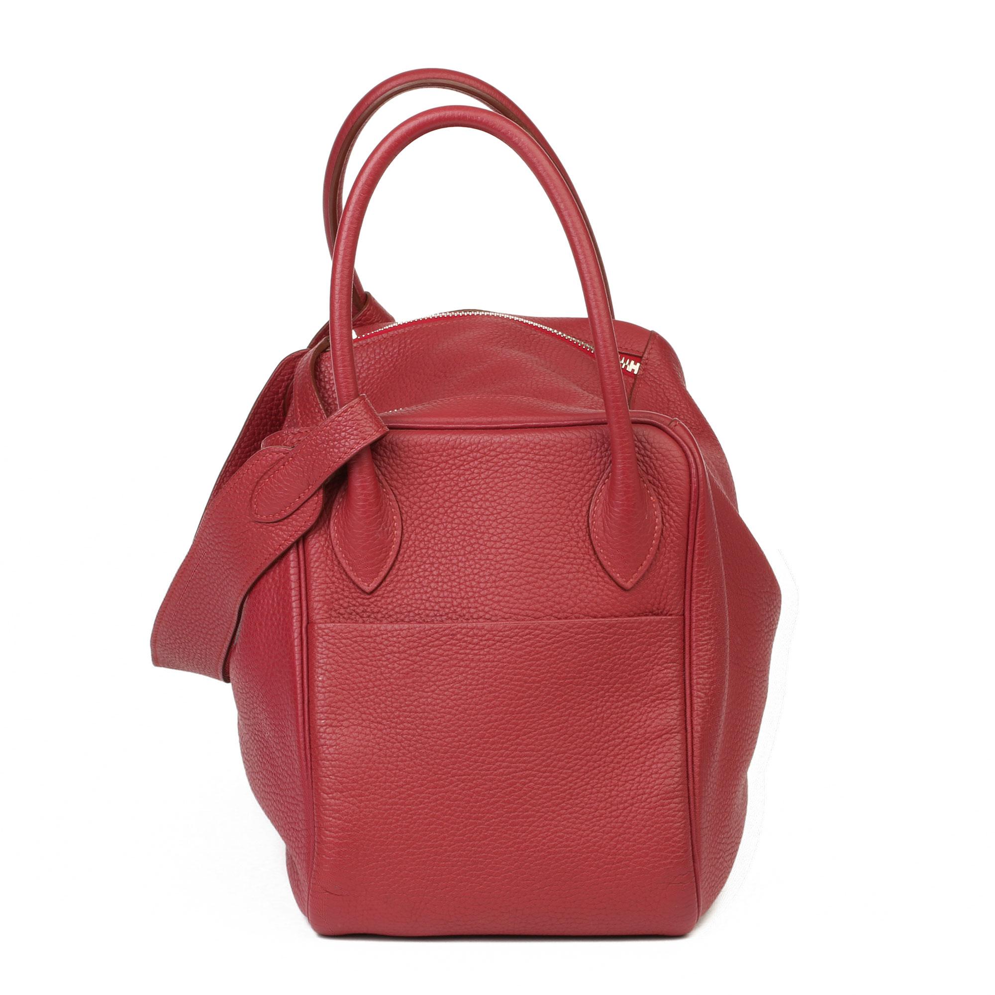 Rouge 2015 Hermès Rubis Clemence Lindy en cuir 34cm  en vente