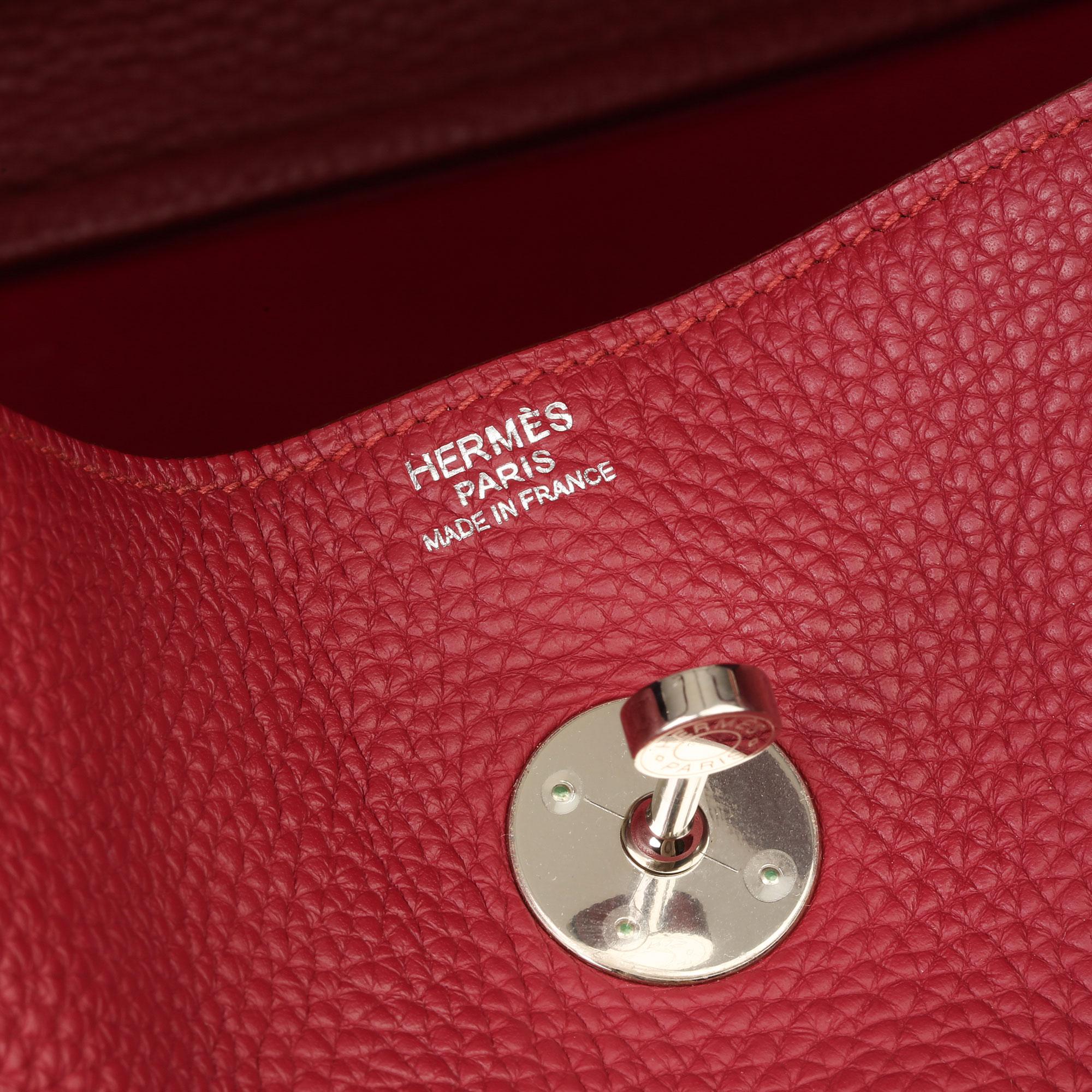 2015 Hermès Rubis Clemence Lindy en cuir 34cm  en vente 3
