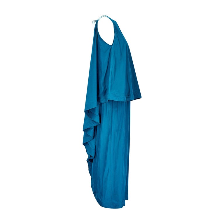 2015 Lanvin by Alber Elbaz Teal Tiered Maxi Dress For Sale at 1stDibs