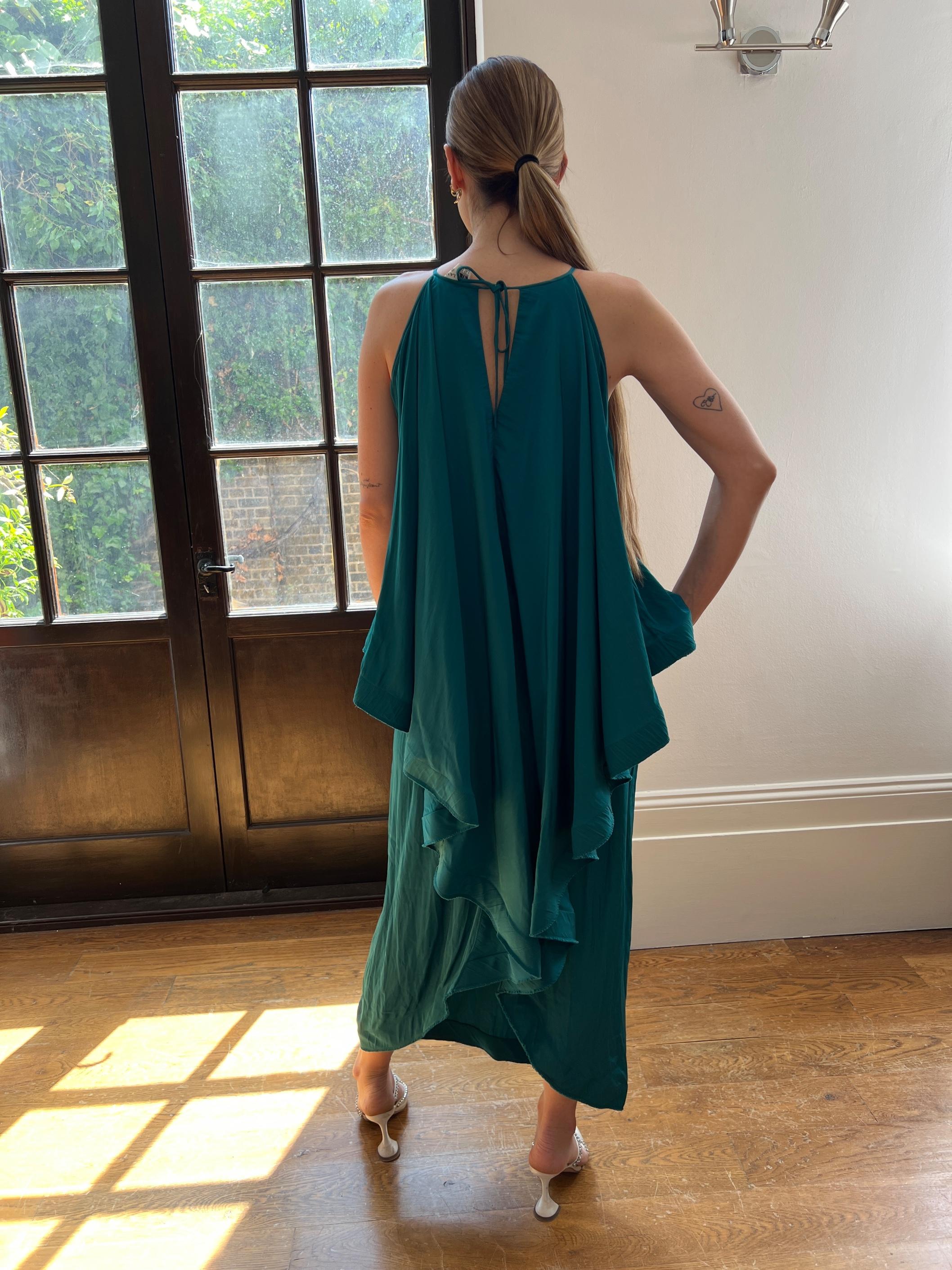 2015 Lanvin by Alber Elbaz Teal Tiered Maxi Dress For Sale 1
