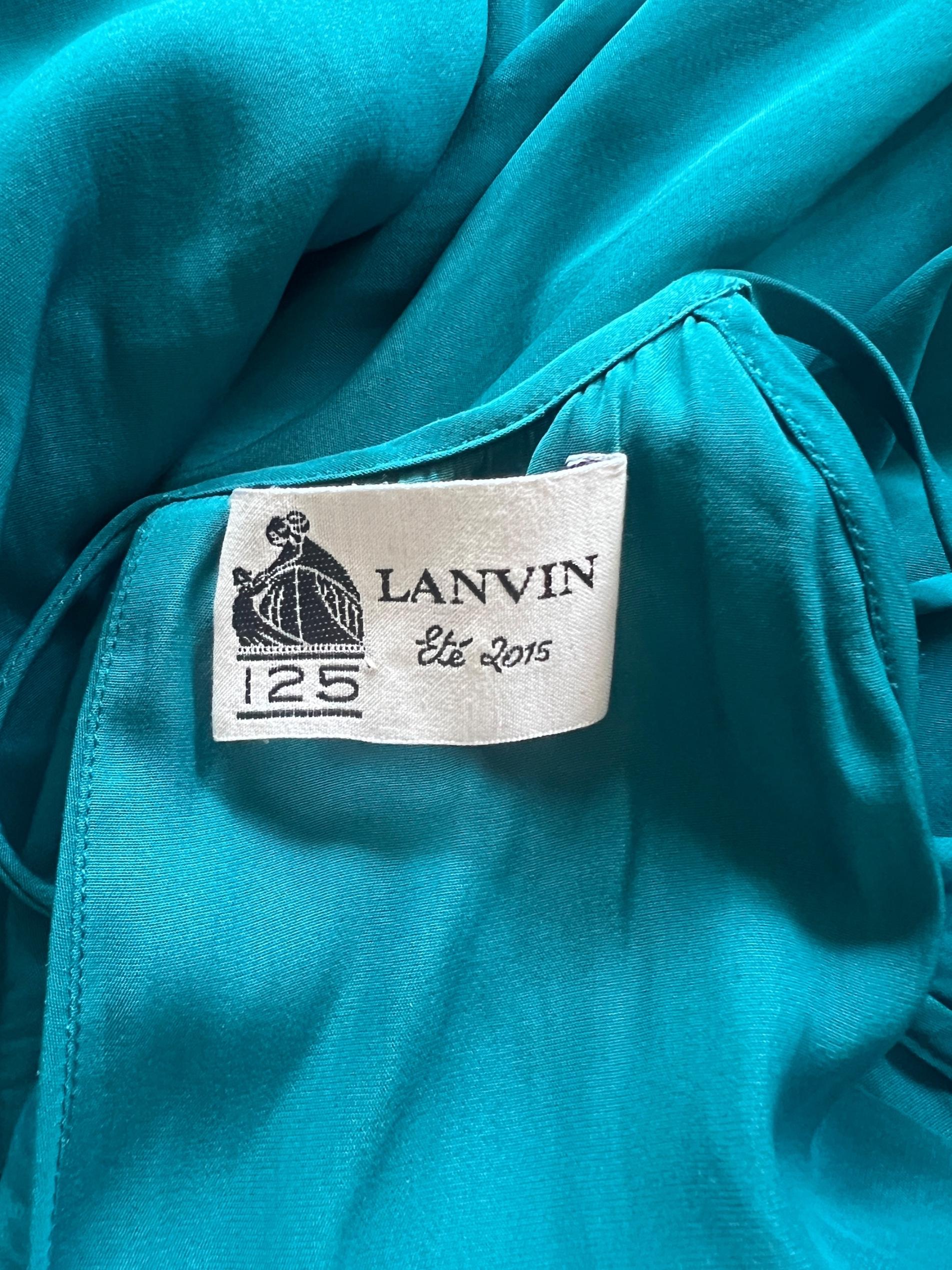 2015 Lanvin by Alber Elbaz Teal Tiered Maxi Dress For Sale 2