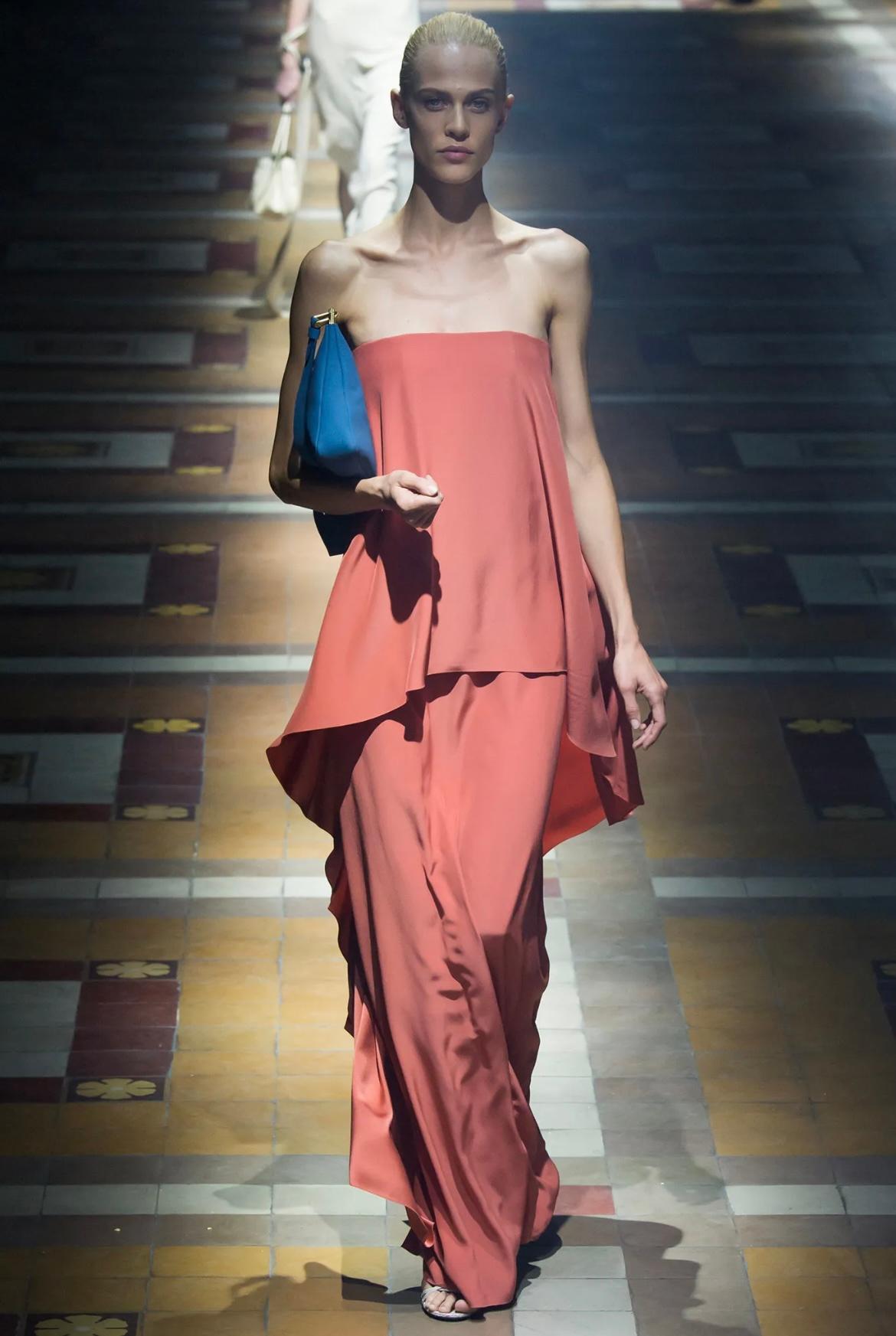 2015 Lanvin by Alber Elbaz Teal Tiered Maxi Dress For Sale 4