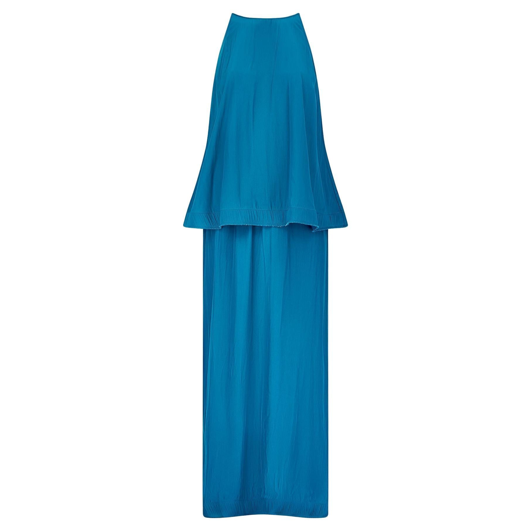 2015 Lanvin by Alber Elbaz Teal Tiered Maxi Dress For Sale