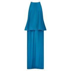 2015 Lanvin by Alber Elbaz Teal Tiered Maxi Dress