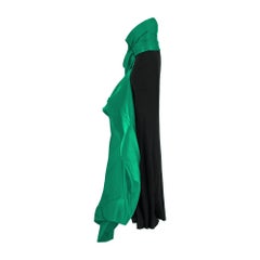 2015 Lanvin Emerald Green and Black Evening Dress with Train