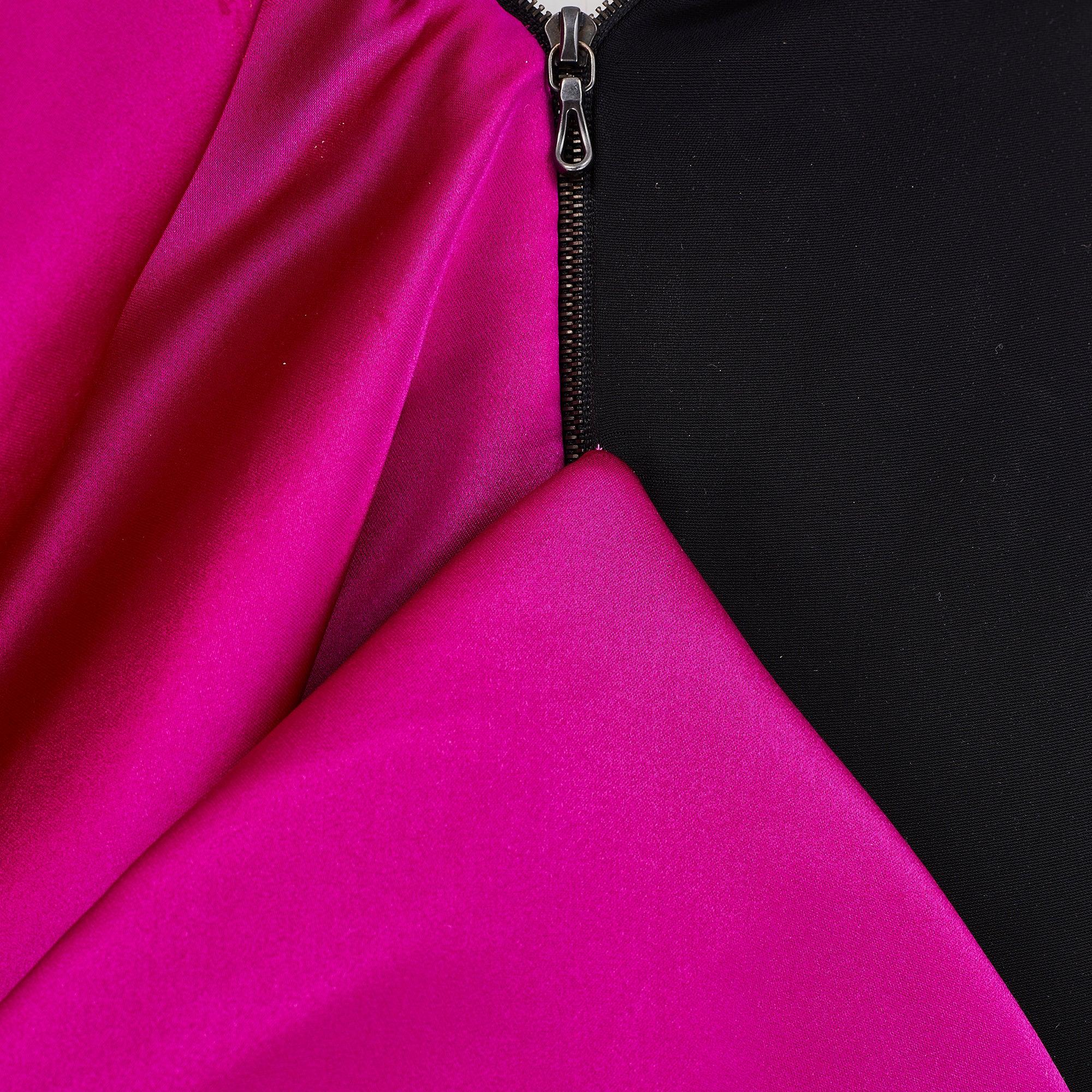 Women's 2015 Lanvin Fuschia and Black Evening Dress with Train For Sale