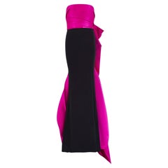 2015 Lanvin Fuschia and Black Evening Dress with Train