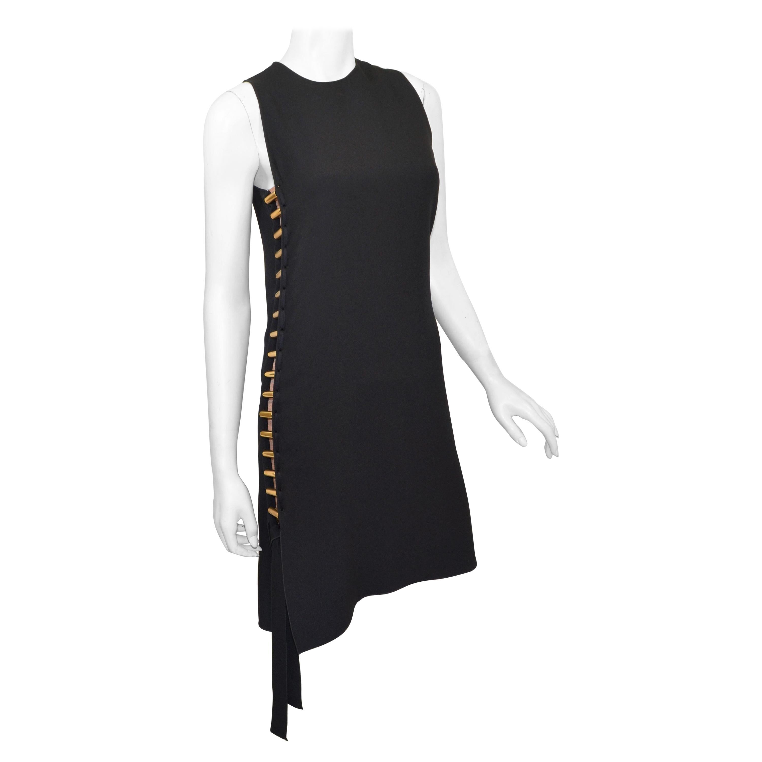 2015 Lanvin Spring/Summer Collection Black Dress with Gold Bar Panel