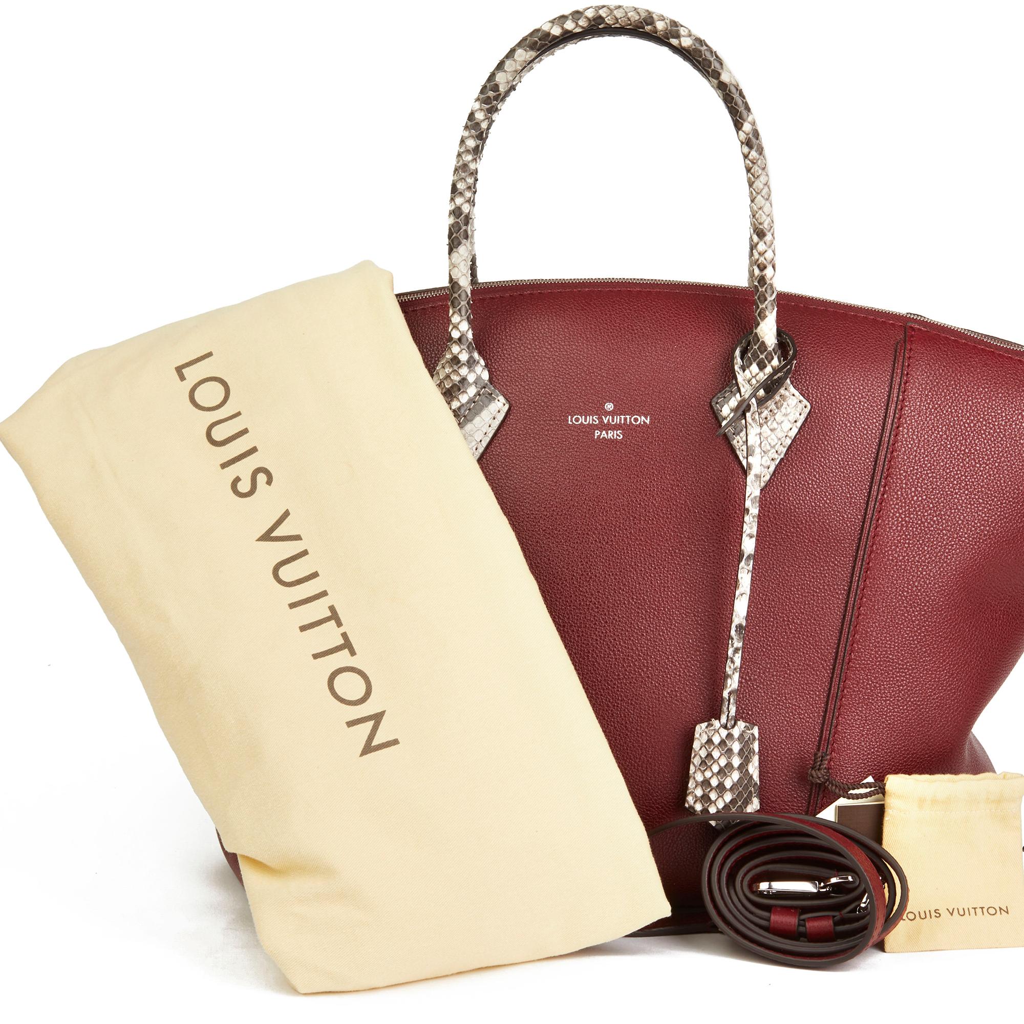 2015 Louis Vuitton Burgundy Veau Cachemire Leather & Natural Python Leather Soft 6