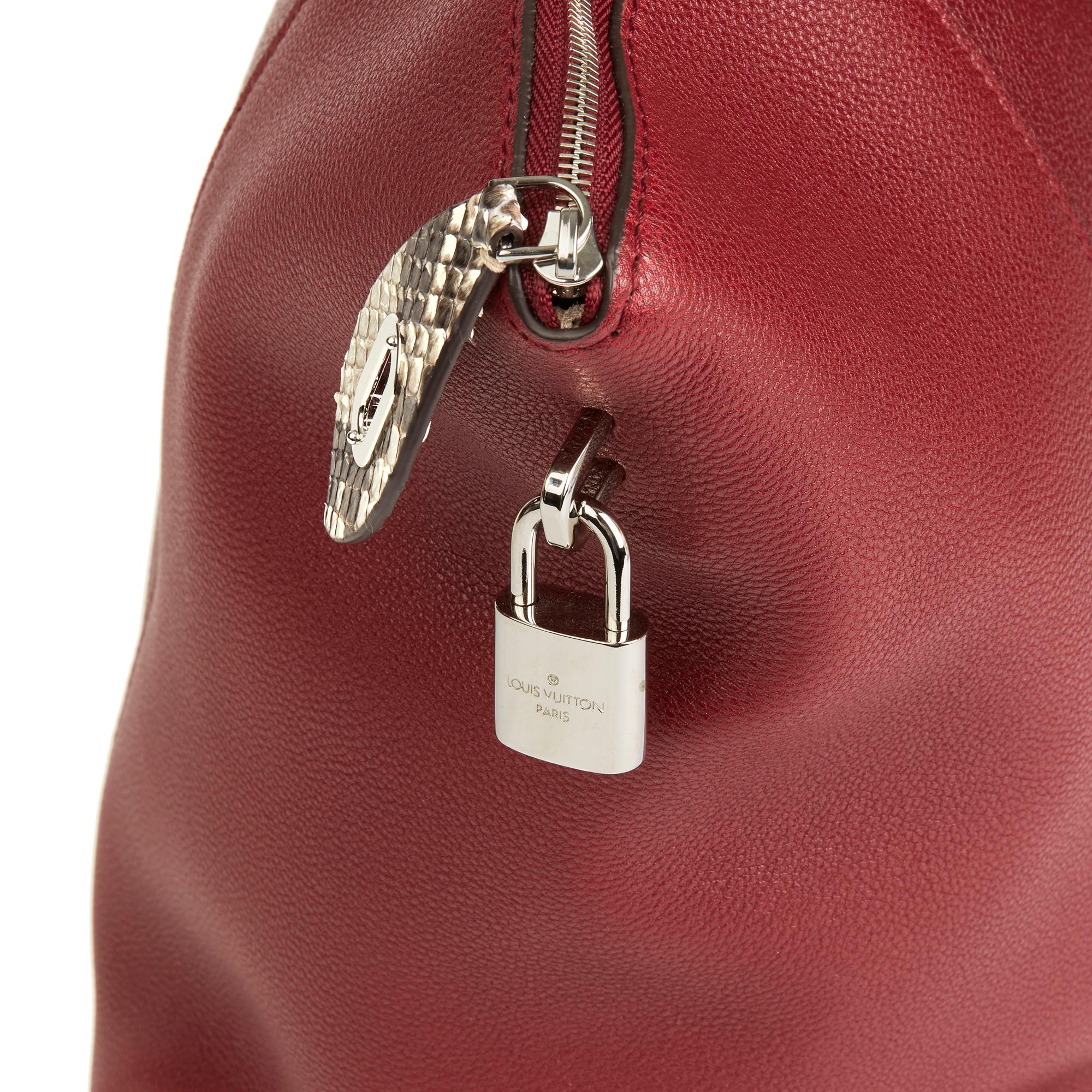 2015 Louis Vuitton Burgundy Veau Cachemire Leather & Natural Python Leather Soft 2