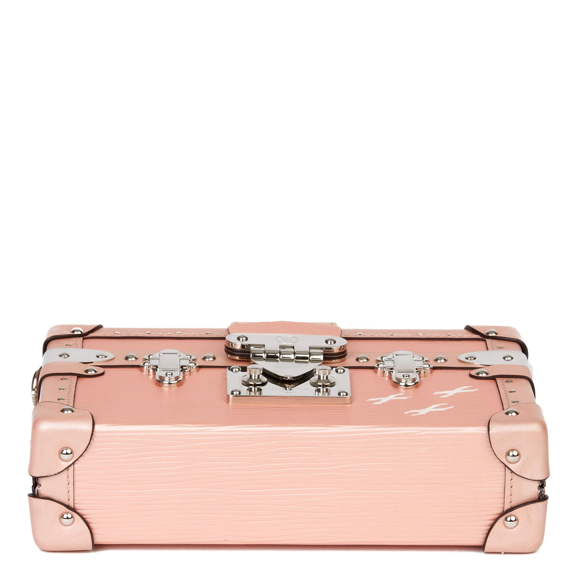Orange 2015 Louis Vuitton Pink Metallic Epi Leather & Calfskin Petite Malle