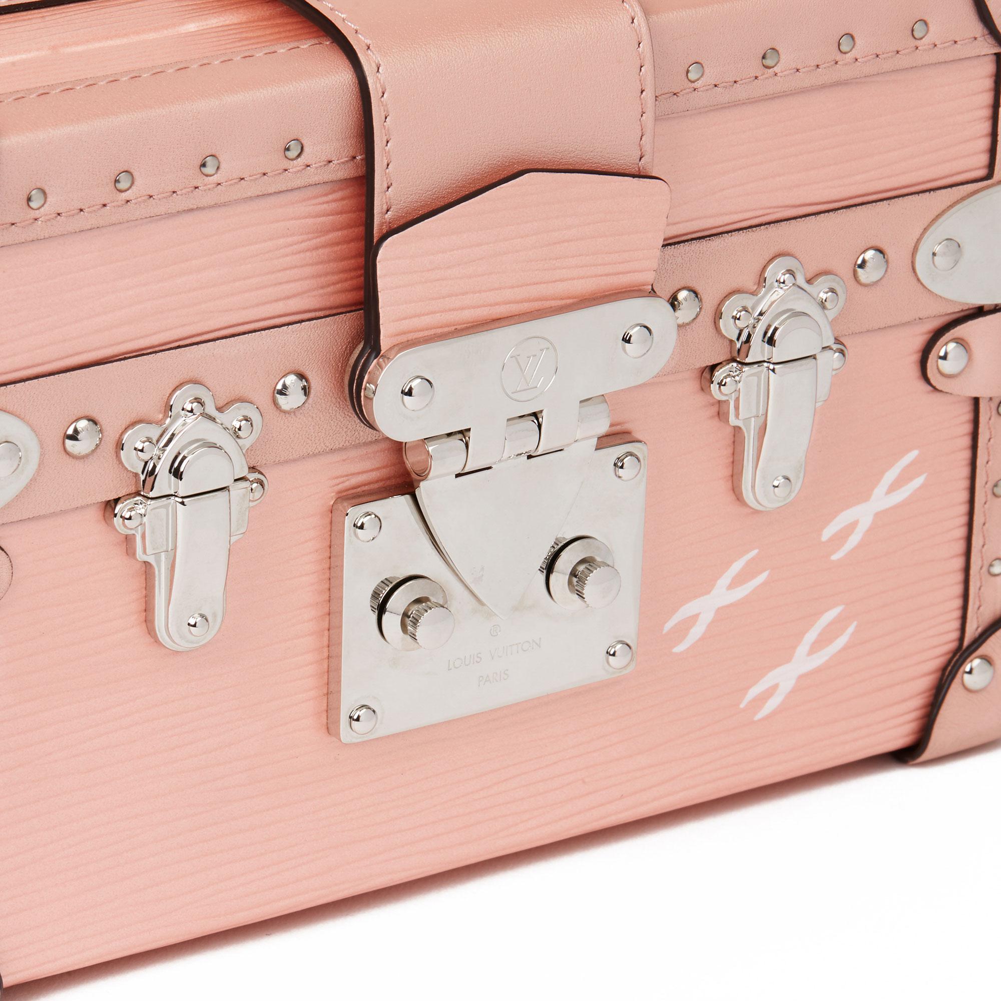 2015 Louis Vuitton Pink Metallic Epi Leather & Calfskin Petite Malle In Excellent Condition In Bishop's Stortford, Hertfordshire