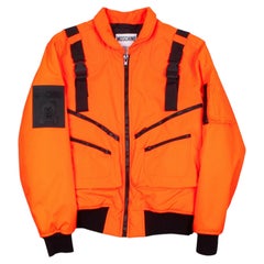 2015 Moschino Men's Orange Polyester Bomber Jacket IT50 M/L Excellent