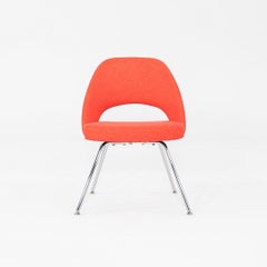 2015 Pair of Eero Saarinen for Knoll Armless Executive Dining Chair Red Fabric