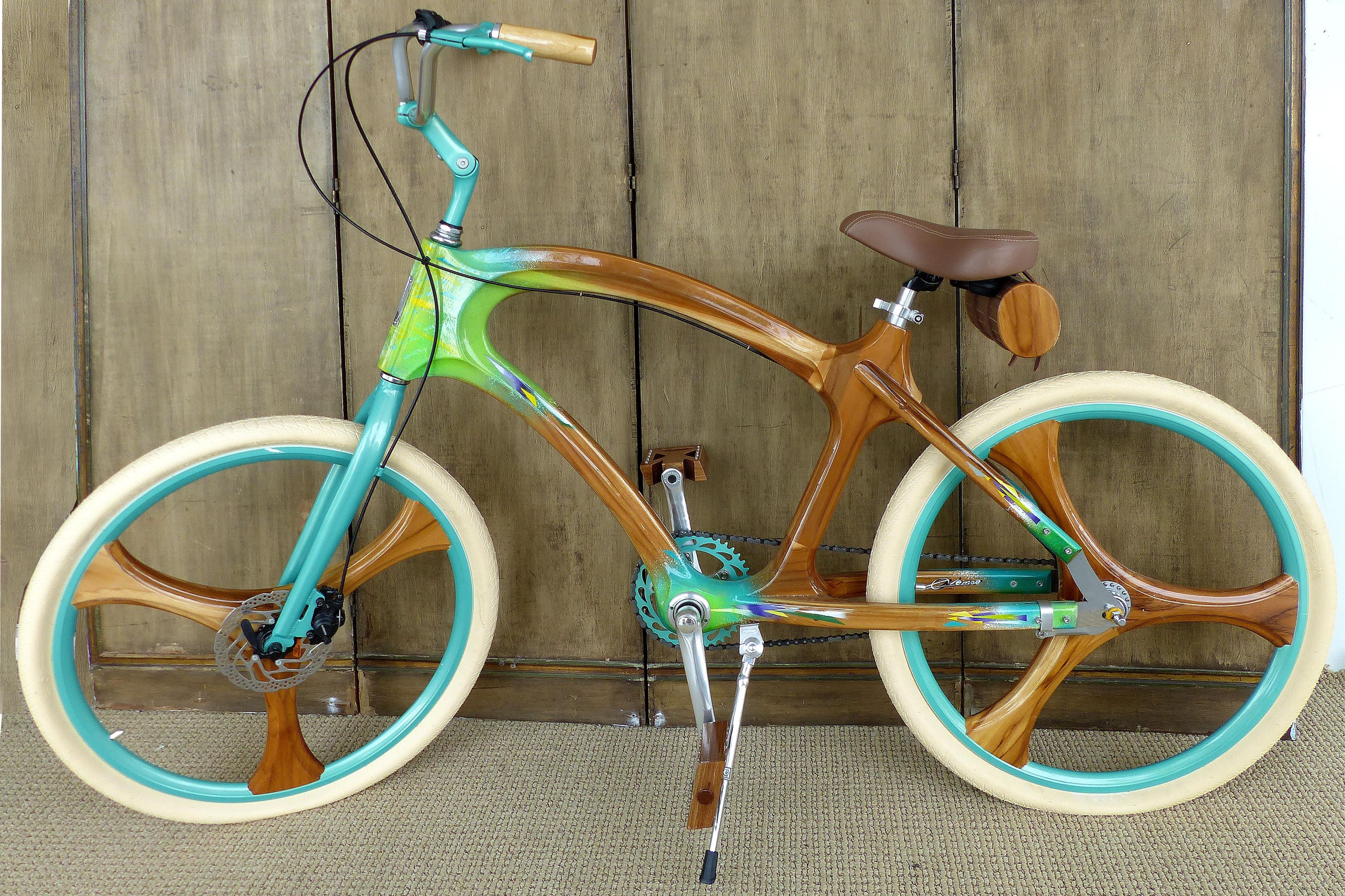 2015 Parma PWB Freedom Handmade Asian Teak Bicycle

Offered for sale is a 2015 PWB Freedom is exclusively handmade in solid Asian teak with waterproof insulation and resins. The bicycles are lovingly created and customized to allow the bike lover to
