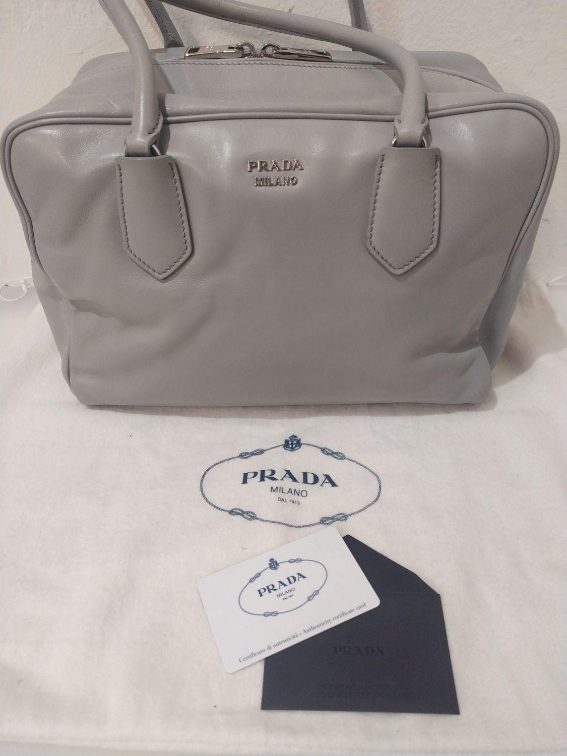 2015 Prada Grey Calf Leather Bag 2