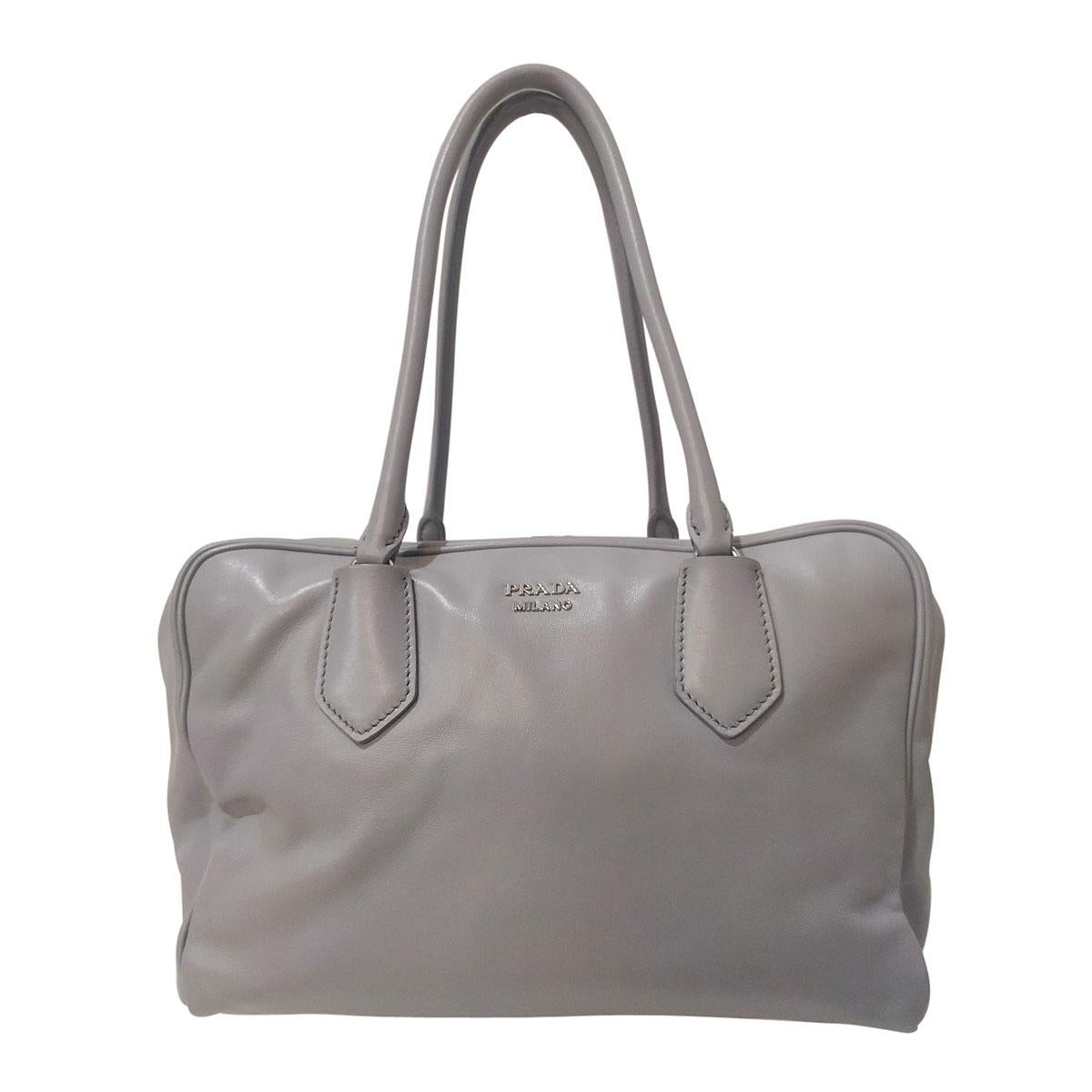 2015 Prada Grey Calf Leather Bag For Sale at 1stDibs