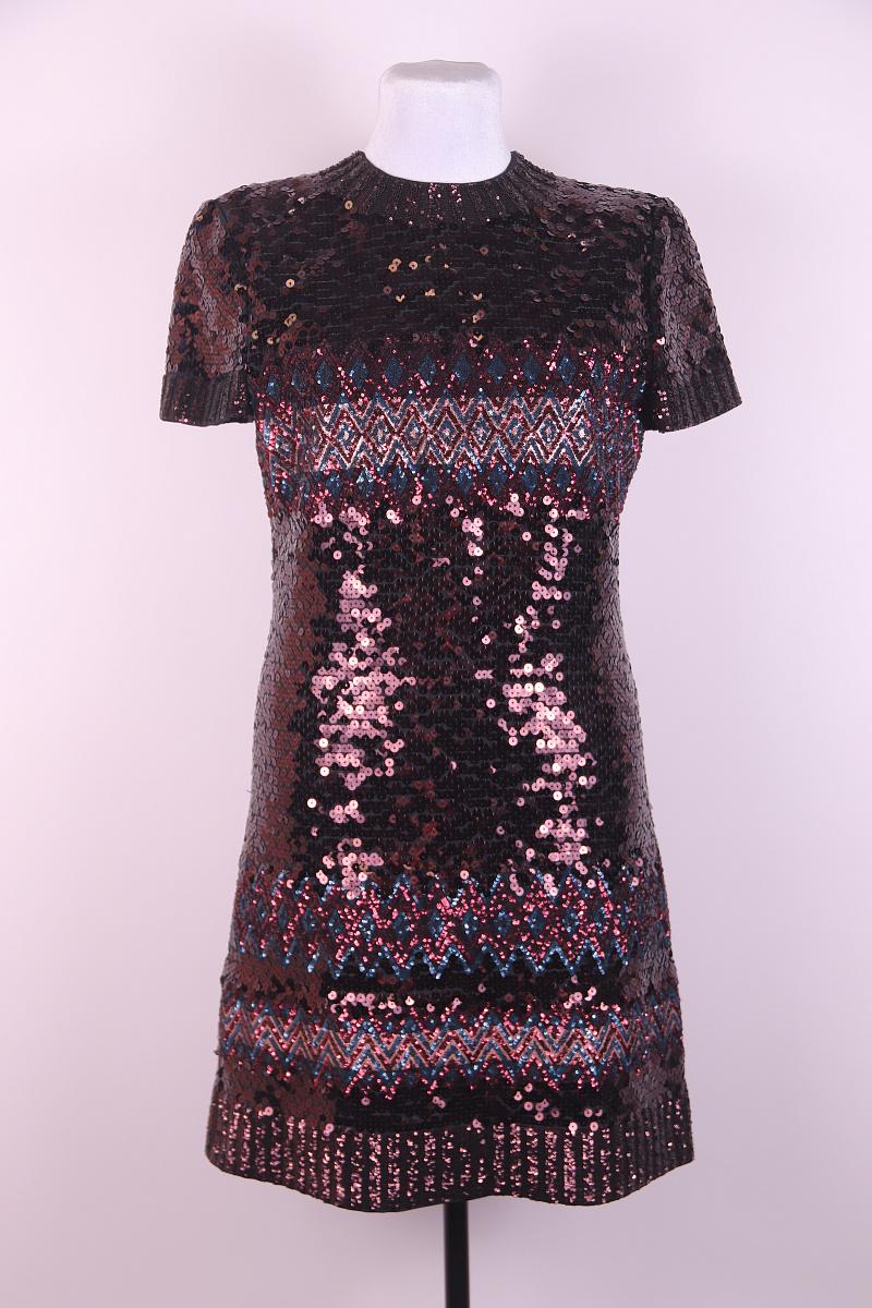 Black 2015 Raf Simons for Christian Dior Embroidered Sequin Evening Dress, Pre-Fall For Sale
