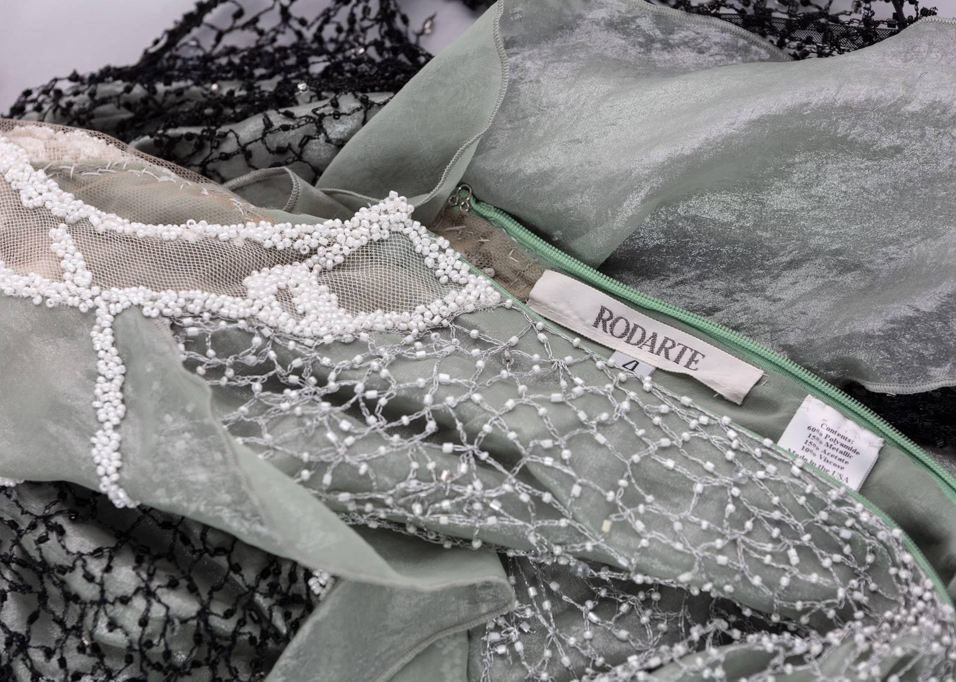Rodarte Runway Beaded Metal Net SeaFoam Lame Swarovski Crystals Dress, 2015  4