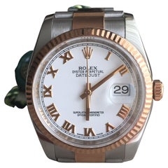2015 Rolex Date-Just Roségold & Stahl 116231 Uhr Weiße römische Box & Papiere