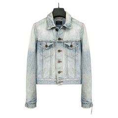 2015 Saint Laurent París  ×  Hedi Slimane CHAQUETA DENIM Azul DESTRECHADA