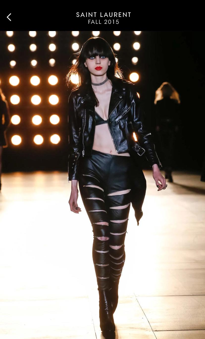 2015 Saint Laurent weiße Lederjacke im Zustand „Hervorragend“ im Angebot in Carnate, IT