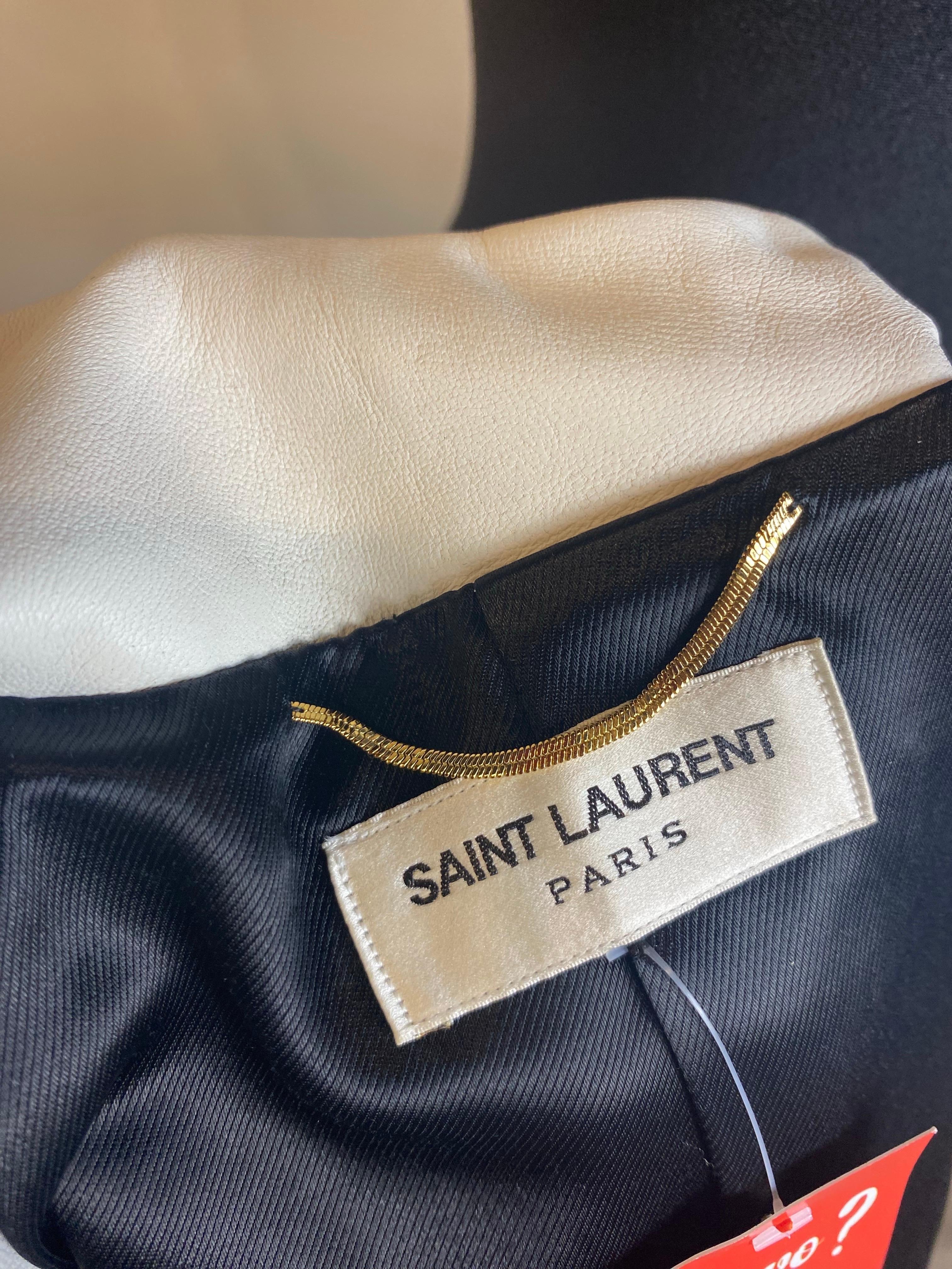 2015 Saint Laurent weiße Lederjacke im Angebot 3