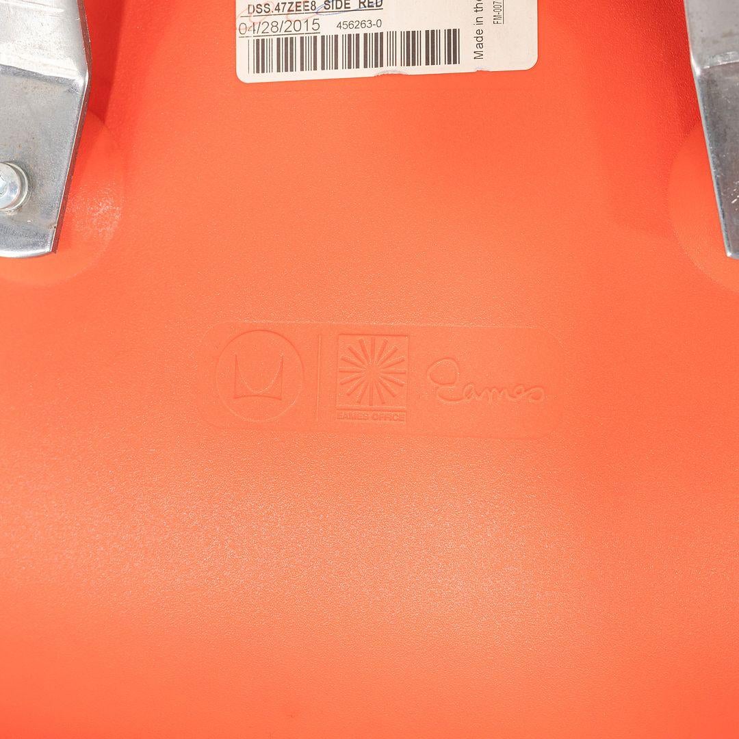 2015 Set of Four Herman Miller Stacking Eames Plastic Side Shells in Red/Orange 4