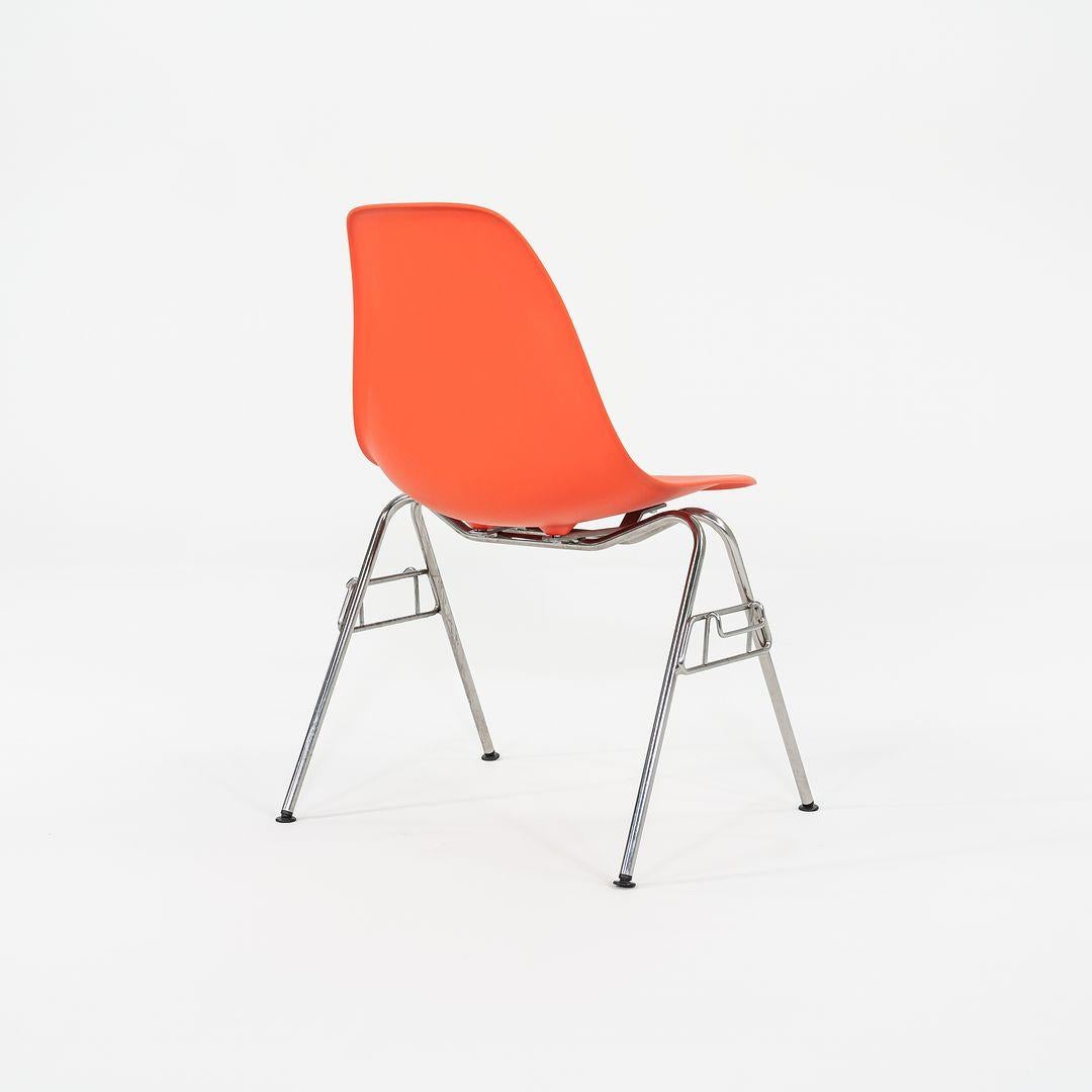 This is a set of four Eames DSS Chairs, originally designed by Ray and Charles Eames in the 1950s. These particular examples were produced by Herman Miller in the USA in 2015. The listed price includes the full set of four chairs. These chairs