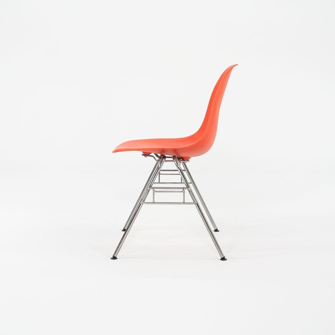 Modern 2015 Set of Four Herman Miller Stacking Eames Plastic Side Shells in Red/Orange