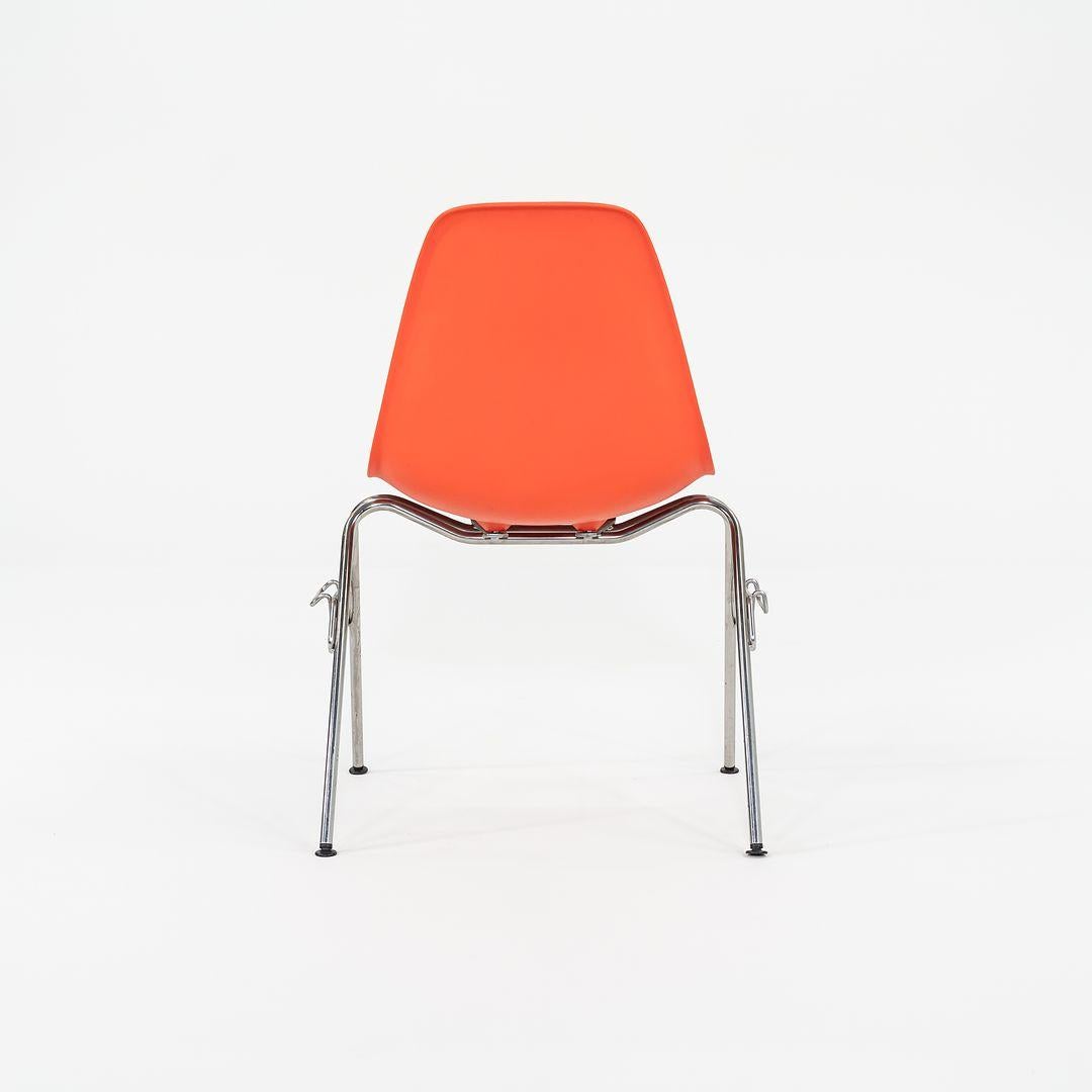 American 2015 Set of Four Herman Miller Stacking Eames Plastic Side Shells in Red/Orange