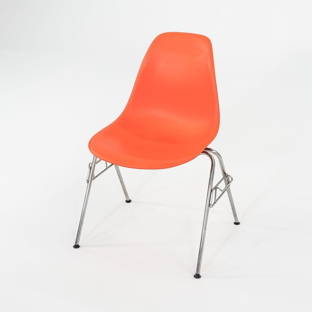 Contemporary 2015 Set of Four Herman Miller Stacking Eames Plastic Side Shells in Red/Orange