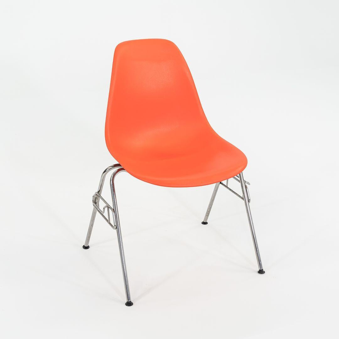 Steel 2015 Set of Four Herman Miller Stacking Eames Plastic Side Shells in Red/Orange
