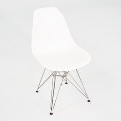 2015 Set of Six Eames DSR Plastic Chairs in White Plastic with Eiffel Base
