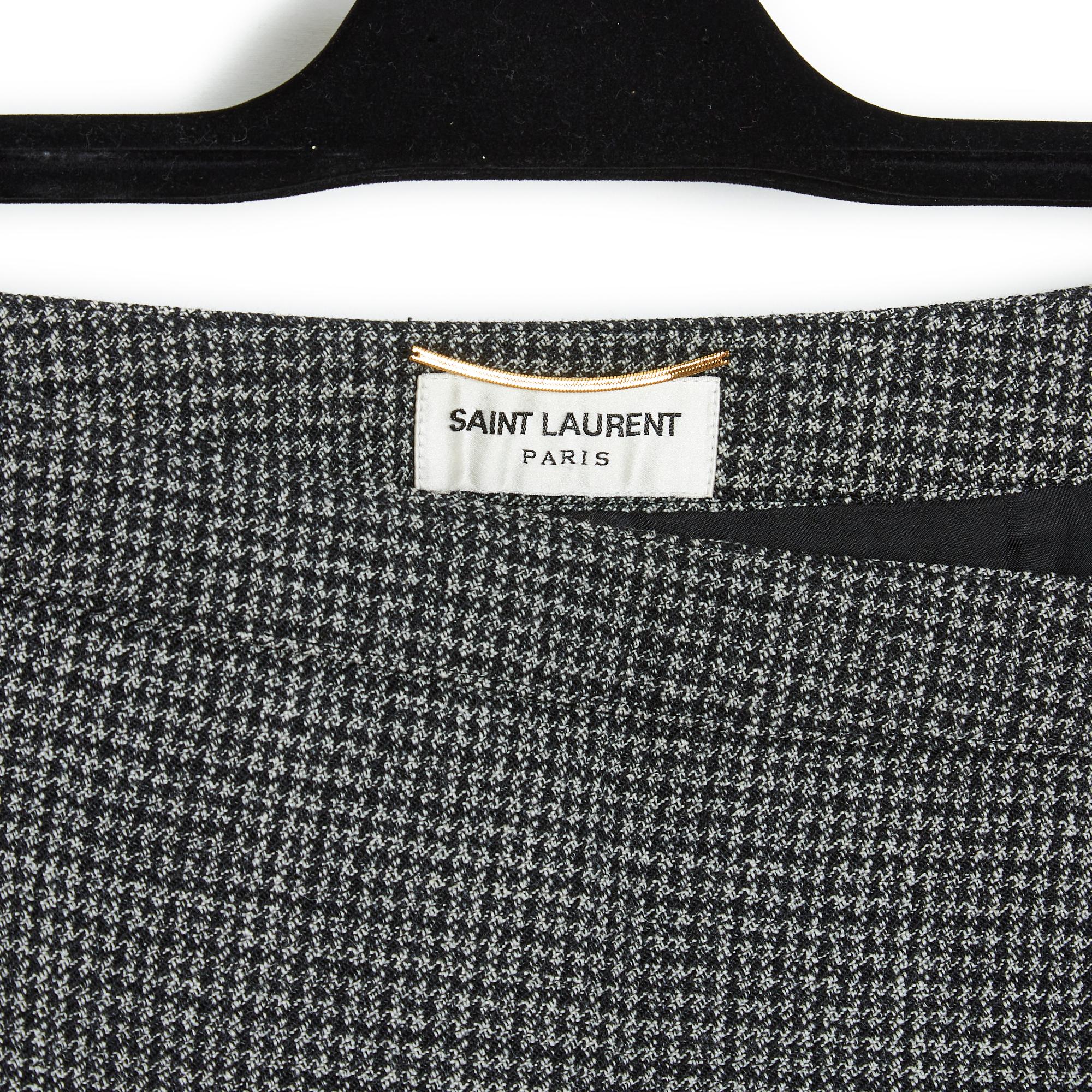 Black 2015 Slimane Saint Laurent Dark Houndstooth Mini Skirt For Sale