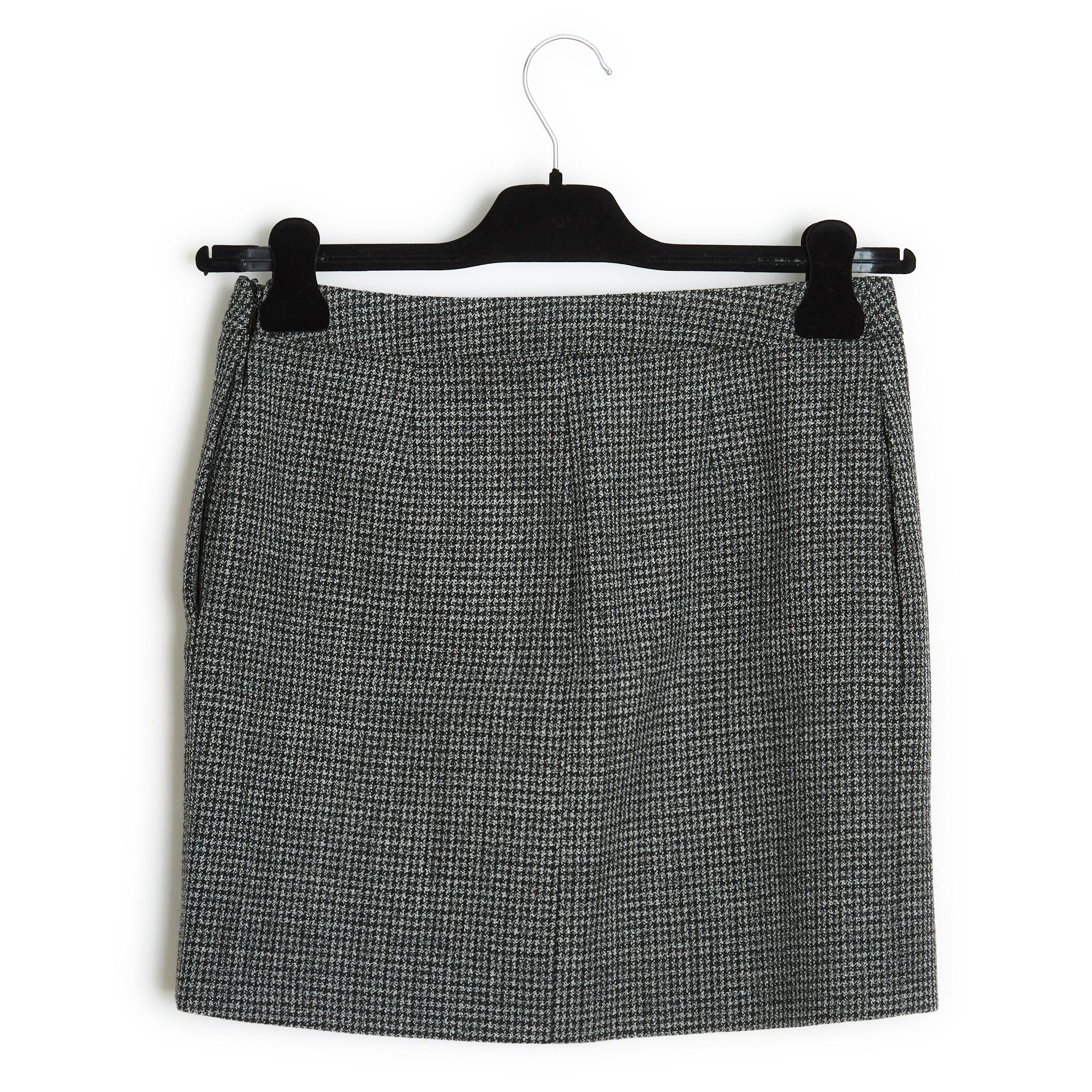 2015 Slimane Saint Laurent Dark Houndstooth Mini Skirt In Excellent Condition For Sale In PARIS, FR